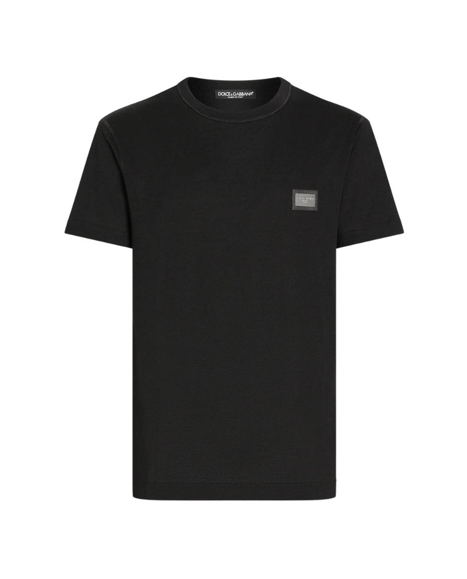 Dolce & Gabbana cotton t-shirt with branded tag nero