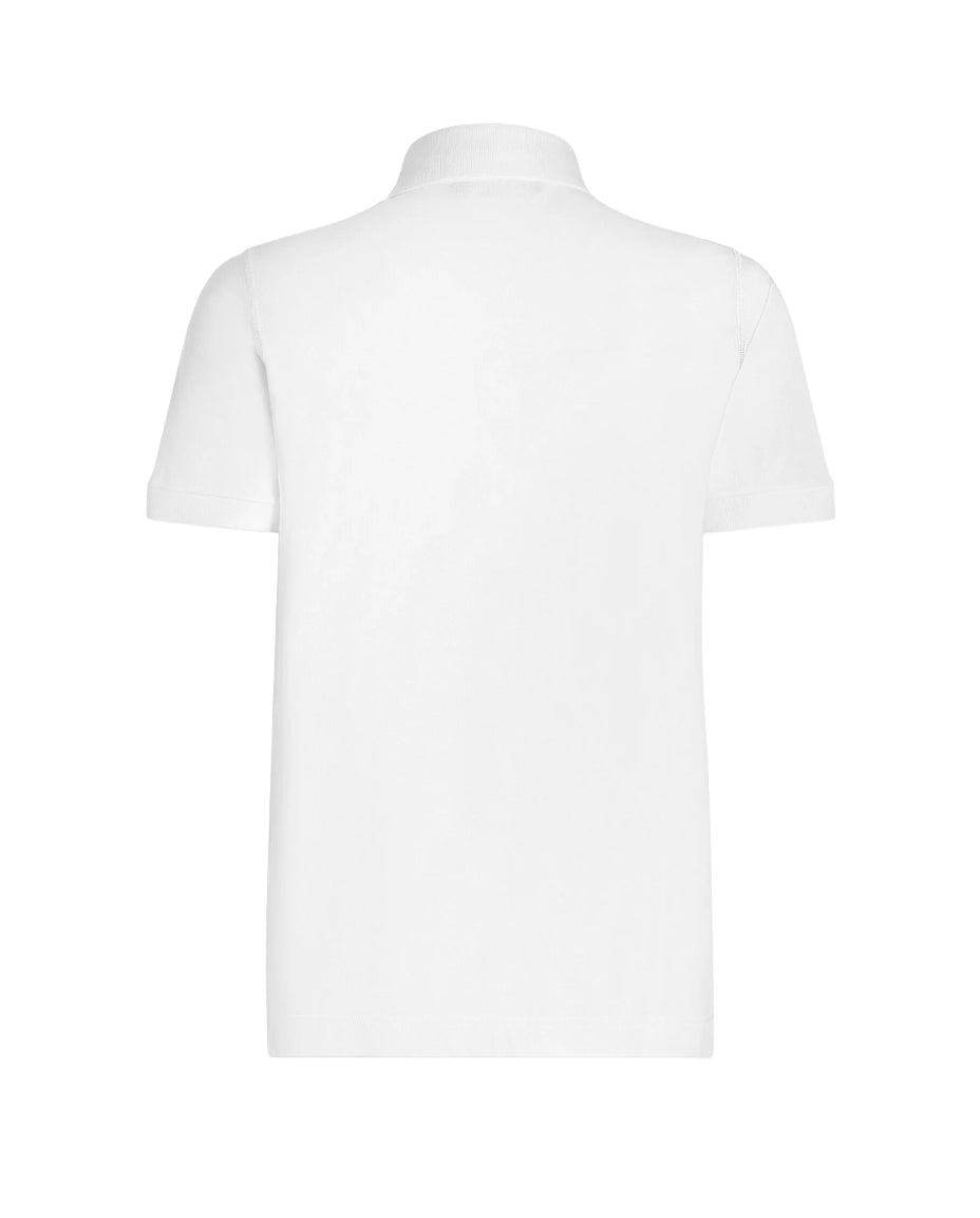 Dolce & Gabbana cotton pique polo shirt with branded tag bianco