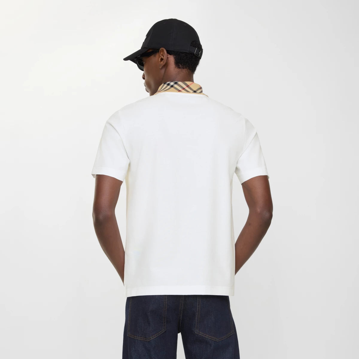 Polo in cotone con colletto check